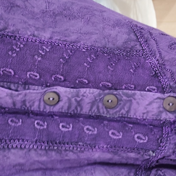 Bohemian Rope Embroidered Indigo Purple Button-up Front and Tie Back Size XL - Picture 4 of 8